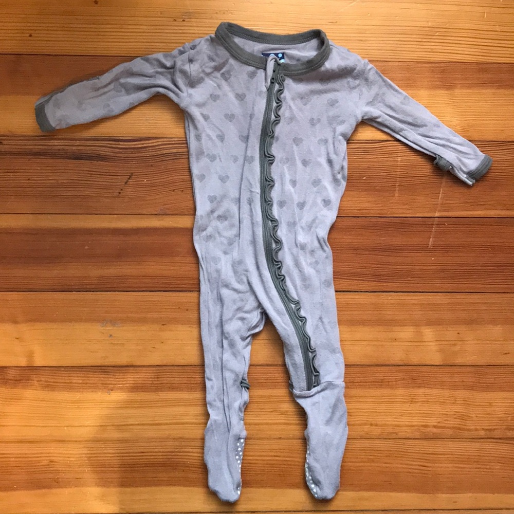 Kickee Pants Ruffle Zipper Footie / Father Hearts